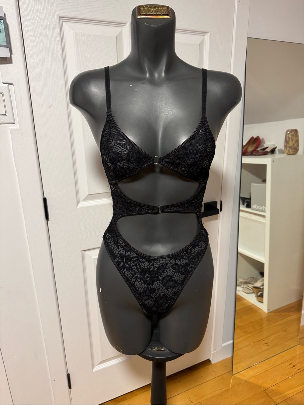 Black Lace Cutout Bodysuit